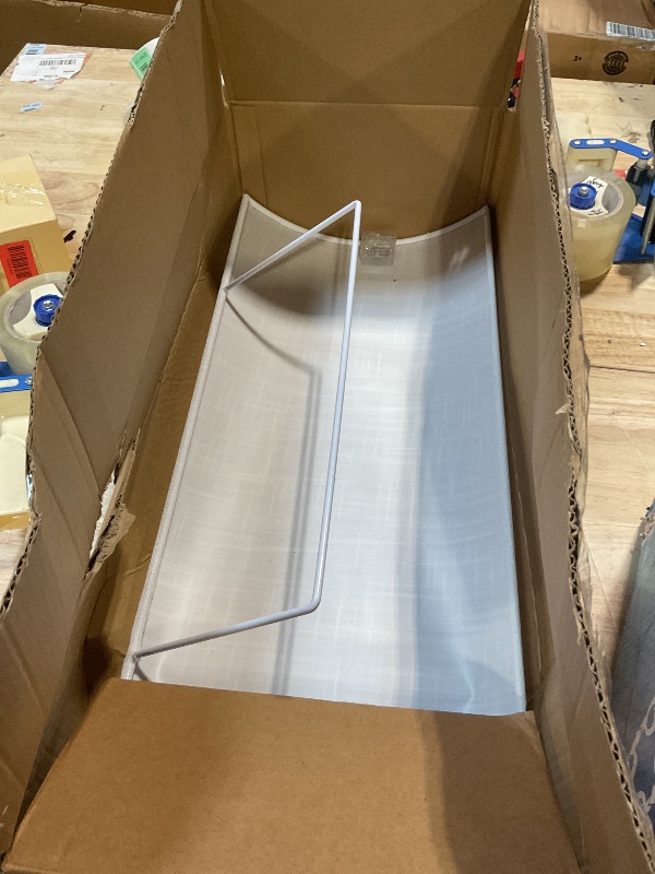 Photo 1 of ****MINOR DAMAGE (STAINED)**** Geelin Moderne Vanity Light Cover Conversion Kit 26" W White Textured Fabric Bathroom Light Cover Shade DIY Lampshade (No Wiring) Stylish for Home Apartments Condo Residences
