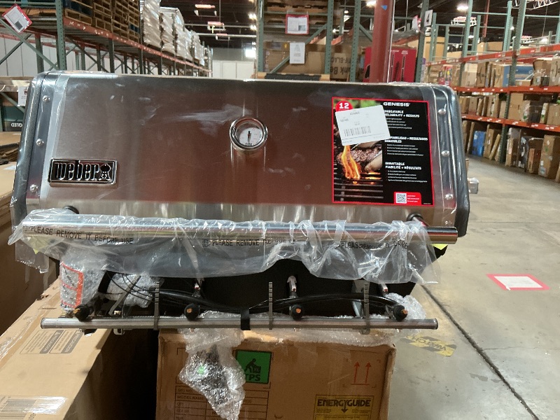 Photo 1 of *** MINOR DENTS, AND SCRATCHES***Weber Genesis S-415 Liquid Propane Gas Grill for Outdoor Cooking, Stainless Steel, 4 Burners – Stainless Steel Cooking Grates & PureBlu Burners