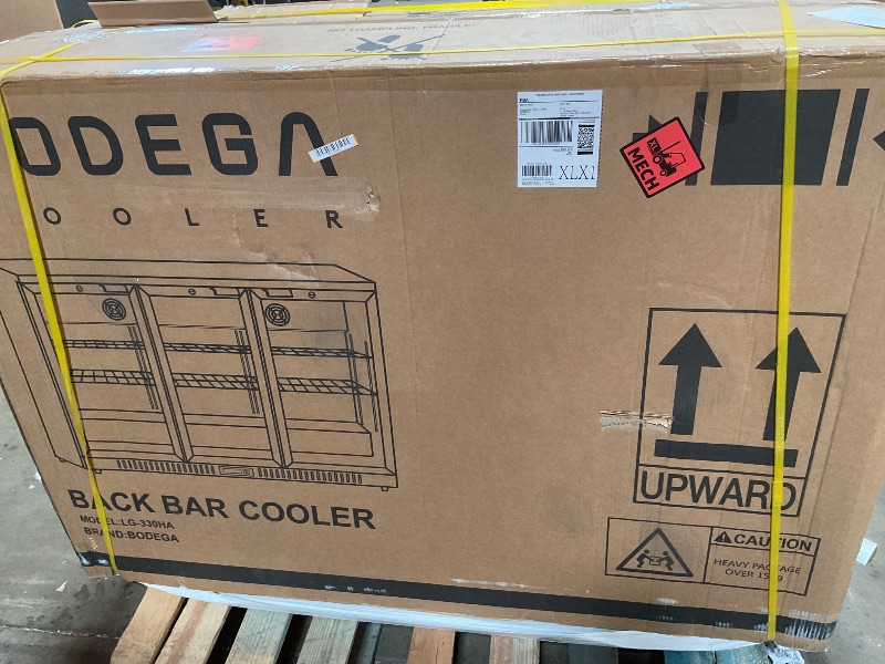 Photo 1 of ***POSSIBLY FOR PARTS/ MISSING ASSEMBLY PIECES / MINOR DAMAGED (DENTS ALL OVER)**** BODEGA BODEGACOOLER Back Bar Cooler, 11.4 Cu.Ft Stainless Steel Commercial Bar Fridge with 3 Glass Doors,Counter Height Bar Beverage Cooler with LED Lighting for Beer,Soda