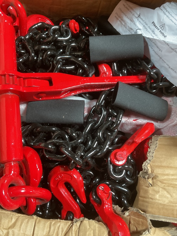 Photo 1 of *** box is heavy******Lechansen 1/4''- 5/16'' Chain Binders Kit, Ratchet Load Binder 1/4 to 5/16 Equipped with G80 Transport Binder Chain 1/4 Inch × 20 Feet, G80 Chain Hook, 2,200lbs Working Load for Tie Down, Towing