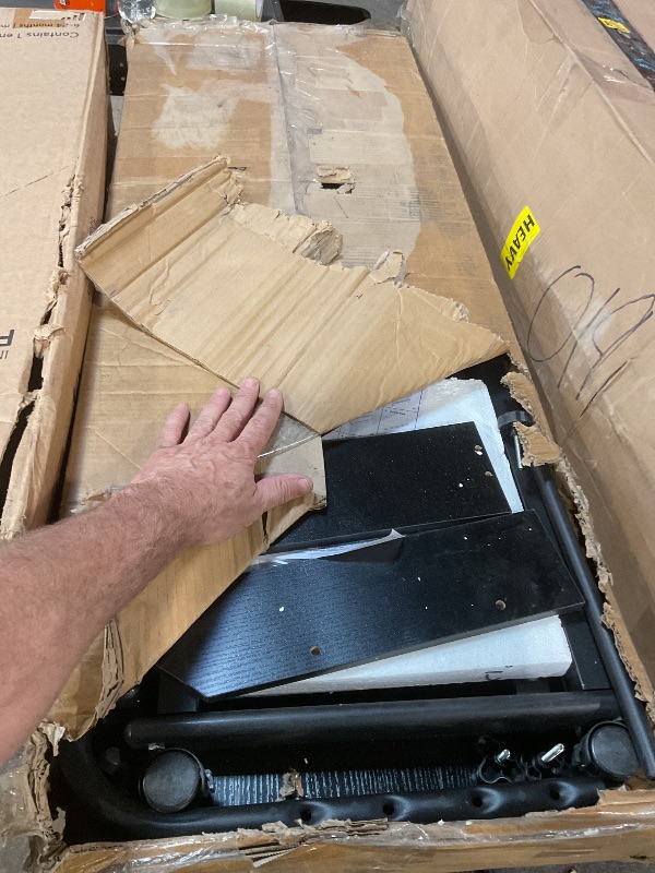Photo 1 of ***FOR PARTS ONLY/ DAMAGED ASSEMBLY PIECES*** DAPOTUGI Overbed Table with Wheels, Tilting Overbed Desk Adjustable Height & Length, Queen Over Bed Table with Storage Cabinet, Rolling Laptop Desk for Bedroom, Living Room, Hospital (Black, 47.24in)