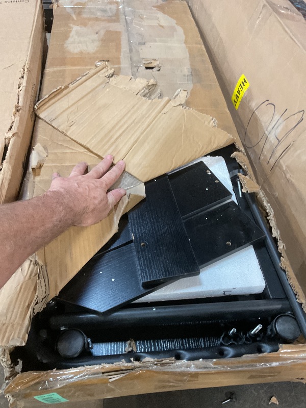 Photo 1 of ***FOR PARTS ONLY/ DAMAGED ASSEMBLY PIECES*** DAPOTUGI Overbed Table with Wheels, Tilting Overbed Desk Adjustable Height & Length, Queen Over Bed Table with Storage Cabinet, Rolling Laptop Desk for Bedroom, Living Room, Hospital (Black, 47.24in)