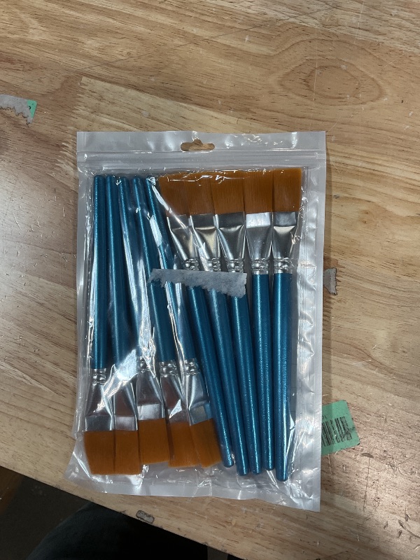Photo 1 of 10 Pcs Flat Paint Brushes for Acrylic Painting, 1 Inch Art Paint Brushes Artist Painting Brush for Acrylic Watercolor Oil Detail Painting