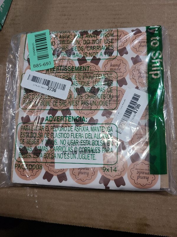 Photo 1 of 100 Pack Bread Paper Bags for Homemade Bread, 8 x 8'' Heat-Sealable Bakery Bags with Clear Front Window and Label Seal Stickers for Baked Goods Cookie Cake Sandwich Candy, Brown