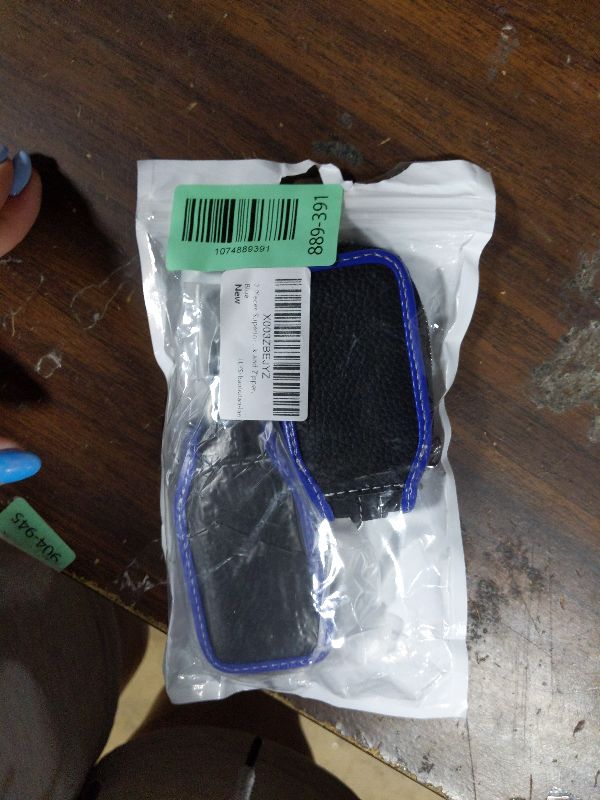Photo 1 of 2 Pieces Superior Leather Car Case Key Fob Protector, Smart Remote Zipper Key Protector Cover, Car Key Chain Case Holder with Metal Hook and Zipper, Blue