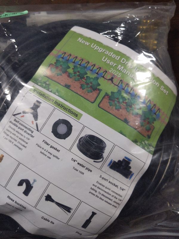 Photo 1 of 130FT Drip Irrigation System for Garden: 20 Nozzles 1/4" PE Tubing Automatic Watering Kit Adjustable Misting Sprinkler Mister Hose for Water Plants Tape Raised Beds Lawn Outdoor Yard Greenhouse