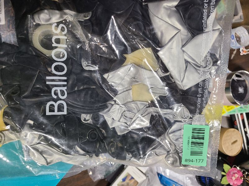 Photo 1 of 137Pcs Black and Silver Balloons Garland Arch Kit with Stars - 5 10 12 18 inch Black Silver Confetti Latex Party Balloons for 2025 Graduation Retirement Birthday Anniversary