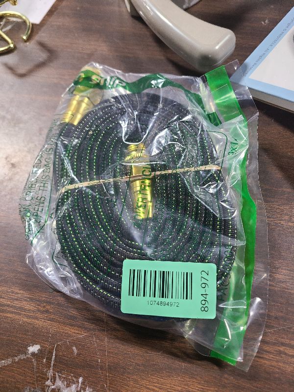 Photo 1 of 10FT Lightweight Garden Hose,Flexible Water Hose with Solid Brass Head,Kink-Free,Collapsible Hose,High Pressure Flat Water Hose for RV,Boat,Car Wash,Garden,Yard,Camper,Outdoor (Green-Black, 10 Feet)