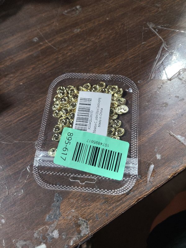 View 2 of 100 Pieces Miniature Coins for Crafts Dollhouse Tiny Fake Gold Coins for Dollhouse Fairy Garden Micro Landscaping
