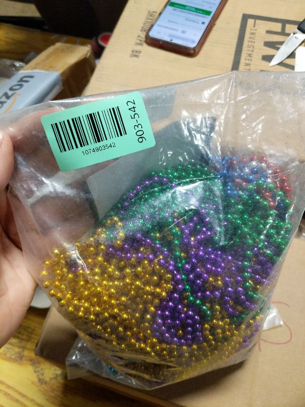 Photo 1 of 100 PCS Mardi Gras Beads Necklaces, 10 Colors 33 Inch Colorful Bead Necklaces Bulk Party Beads Necklace Round Beaded Necklaces for Mardi Gras, St. Patrick's Day, Christmas, Carnival Party Favor