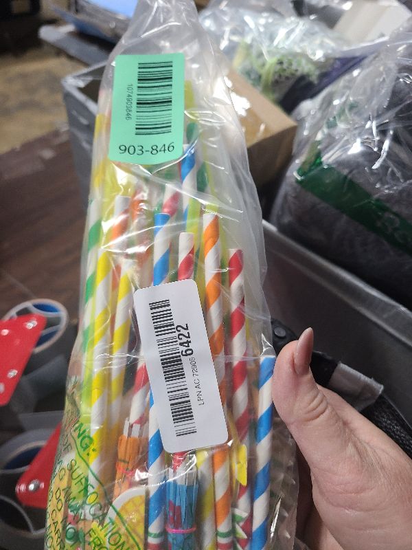 Photo 1 of 100PCS Flamingo Fruit Paper Straws,Disposable Plastic Drinking Straws,Tropical Hawaiian Beach Summer Pool Party Cocktail Decorations - Assorted Colors
