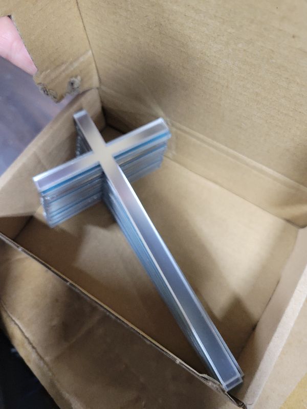 Photo 1 of 12pcs Slim Acrylic Cross Cake Charm, Christening Baptism Confirmation, Acrylic Cross Cake Decoration (6'', Silver Mirror)