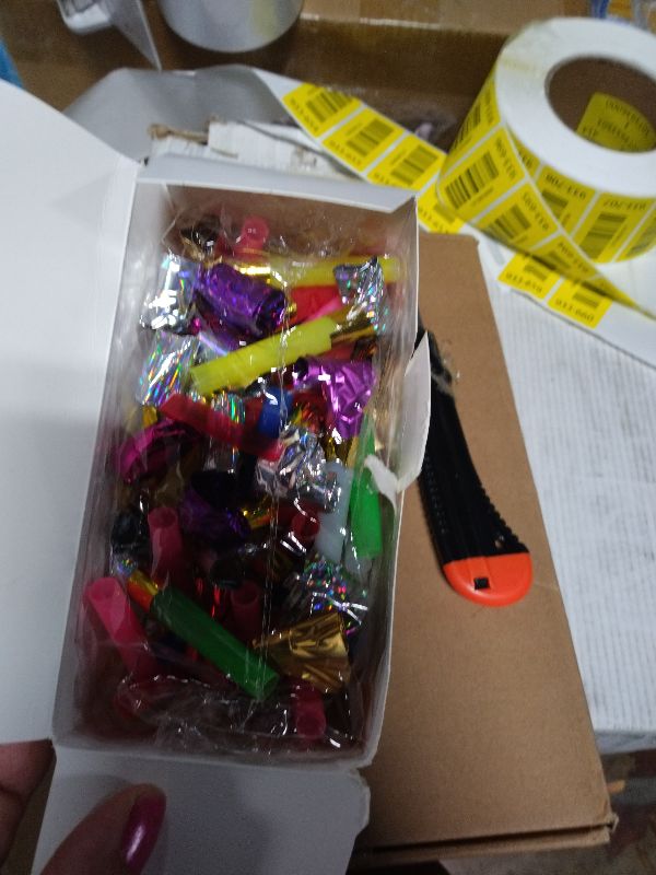 Photo 1 of 100 Pcs Party Blower, Colorful Birthday Noisemakers Funny Birthday Blow Horns Squawkers Party Whistles New Years Party Favors for Kids Adults