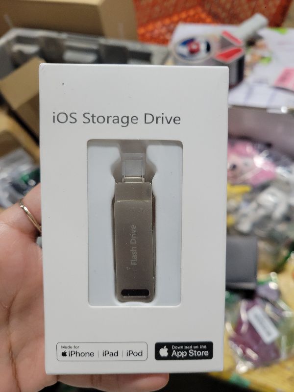 Photo 1 of (No APP Required) MFi Certified 512GB USB Flash Drive for iPhone Memory Stick for Photo/Video Backup, 3 in 1 Photo Stick, High-Speed Jump Drive Compatible for iPhone/iPad/Android/PC Silver