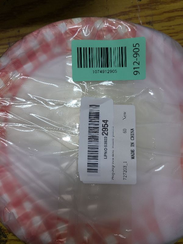 Photo 1 of 100 Pcs Red and White Gingham Paper Plates 7" Red Gingham Checkered Plaid Dessert Plates Disposable red and White gingham Party Supplies for Picnic Barbecue Baby Shower Birthday Party Decorations
