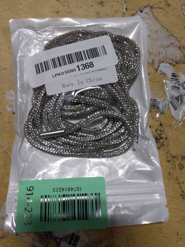 Photo 1 of 2 PCS Bling Shoe Laces for Sneakers Rhinestone Shoe Laces Rhinestone Sparkle Round Glitter Rope Shiny Silver Shoelaces, Hoodie Strings for Sneakers Sweatpants Shorts Bags Replacement Accessories