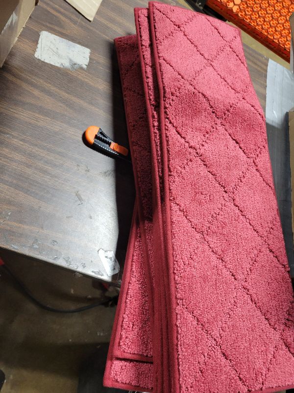 Photo 1 of 15 Pcs Edging Stair Treads Non-Slip Carpet Mat 28inX9in Indoor Runners Polyester TPE Backing for Wooden Steps,Ceramic Tiles(Red)