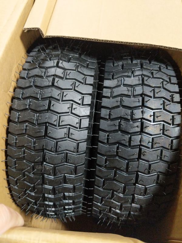 Photo 1 of 13x5.00-6 Tire and Wheel, Set of 2 Rubber Pneumatic Riding Lawn Mower Tires, Heavy Duty Lawn Mower Wheels with 3/4" Bushings and 6.6" Centered Hub, Tractor & Lawnmower Tires