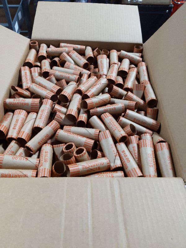 Photo 1 of  2 Set- Pap-R 20025 Preformed Tubular Coin Wrappers, Quarters, 10, 1000 Wrappers/Box