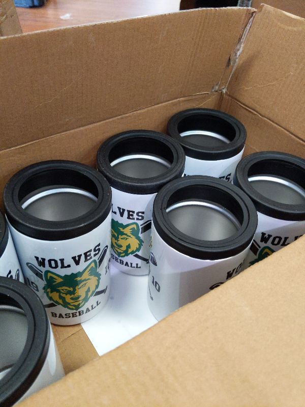 Photo 1 of 16 Pack Sublimation Can Cooler Sublimation Can Holder Stainless Steel Insulated Can Cooler Sublimation Tumbler Vinly Gifts, Wolves Baseball 12oz