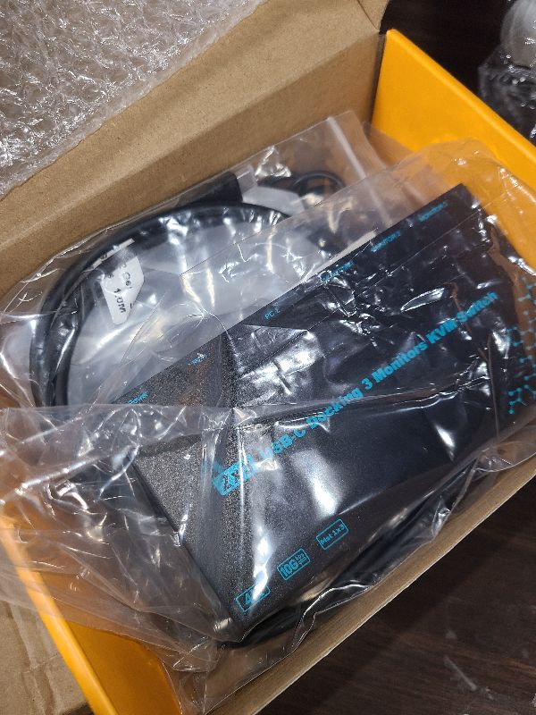 Photo 1 of 2 Laptops 3 Monitors KVM Switch 2 Port MST Dual USB-C Docking KVM Switches Triple Monitor Support Max 10Gbps USB Transfer Dual 4K@60Hz & One 1080P@60Hz Video Output, 100W PD Charging
