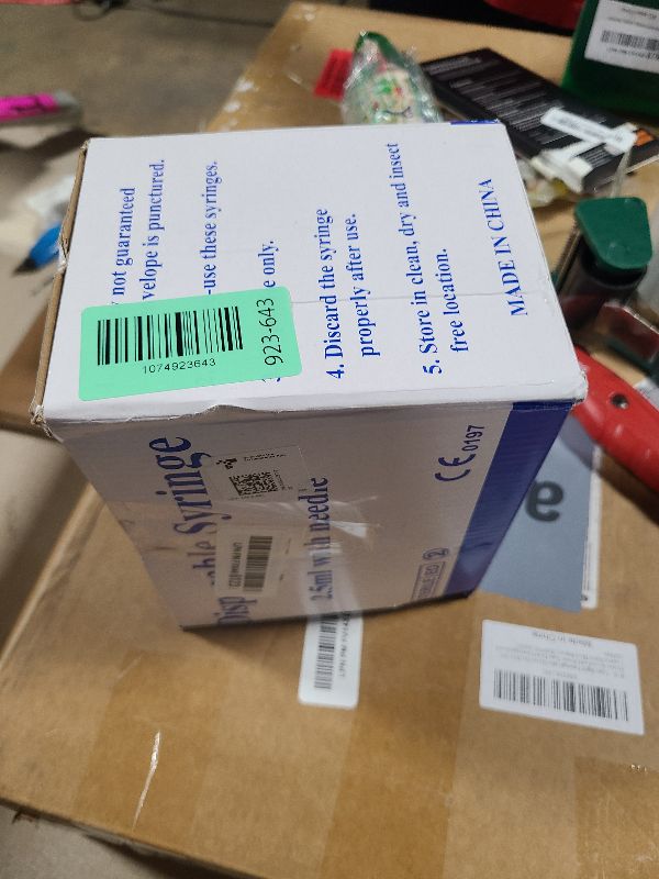 Photo 1 of 100 Pack 2ml (2.5ml) Plastic Luer Lock Syringa with 25Ga and Cap, Individually Sealed Wrapped, for Scientific Labs, Measuring Liquid, Refilling Cartridges or Glue Applicator