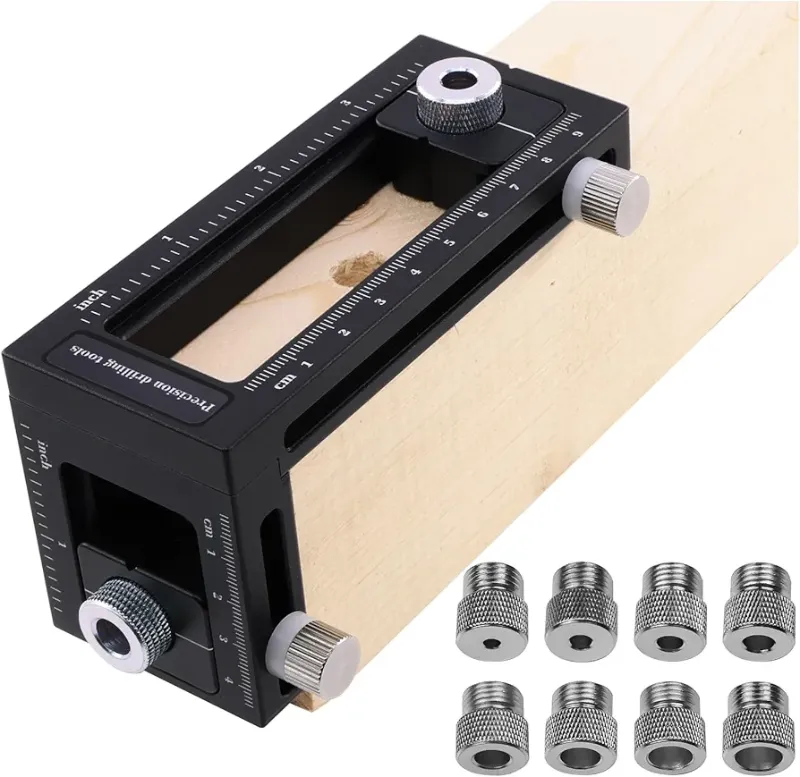 Photo 1 of 2-in-1 Doweling Jig Kit for Woodworking,Aluminum Alloy Multifunctional Screw Hole Drilling Guide with 8 Drill Bushings,Adjustable Wood Joint Locator Tool for Any Thickness Wood Joints and DIY Projects