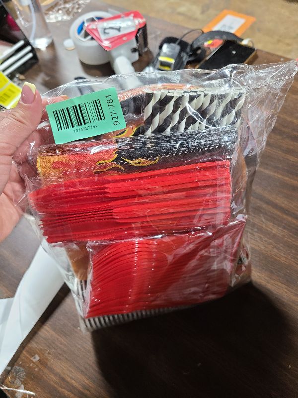 View 2 of 168PCS Flame Racing Party Supplies for Kids Boys Fire Plates and Napkins for Birthday Party Decorations Motorcycle Themed Baby Shower Paper Plates Tableware 24 Guests