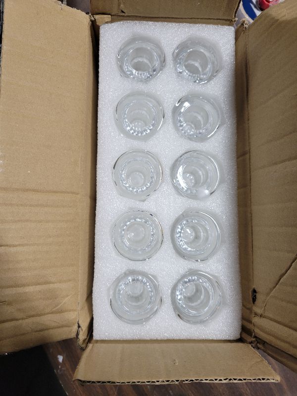 Photo 1 of 20 Pcs Glass Taper Candle Holders - Romadedi Clear Small Candlestick Holder Bulk, Thicker Glass Candle Sticks Set for Wedding Christmas Party Dining Table Table Centerpiece Decor