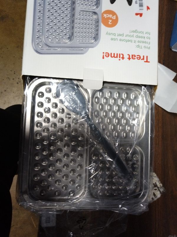 Photo 1 of 2 Pack - Stainless Steel Lick Mat for Dogs & Cats, Large Non-Slip Slow Feeder Pad with Suction Cups, Chew-Proof Dog Licking Mat for Anxiety Relief, Bathing & Grooming Time