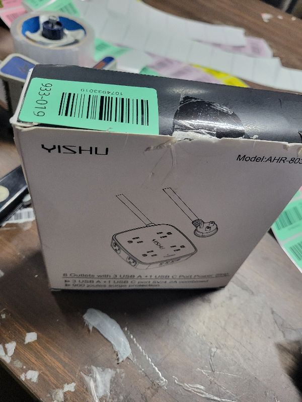 Photo 1 of 10 Ft Surge Protector Power Strip - 8 Widely Outlets with 4 USB Ports, 3 Side Outlet Extender with 10 Feet Extension Cord, Flat Plug, Wall Mount, Desk USB Charging Station, ETL, Black