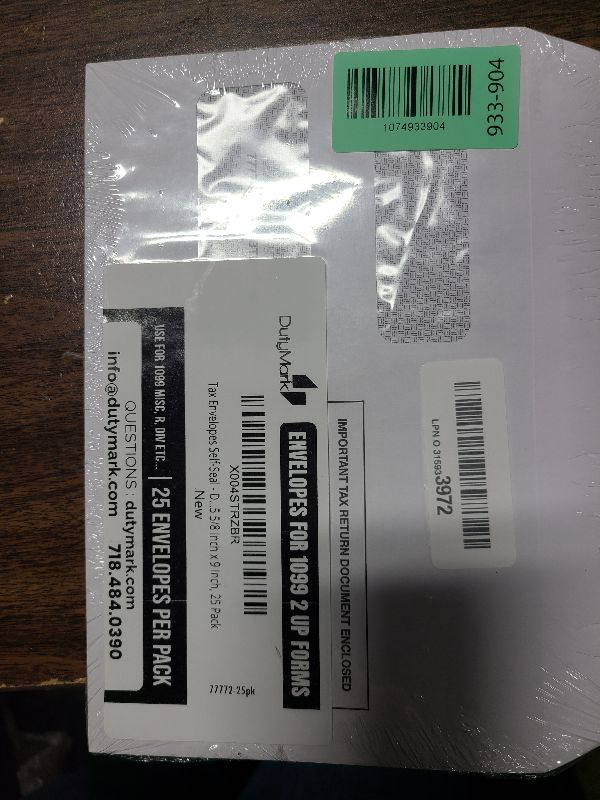 Photo 1 of 1099 MISC Tax Envelopes - Designed for 1099 Laser Forms, Misc, Div, Int, R, in 1098, form QuickBooks or Similar Tax Software, Self-Seal Double-Window Security tinded -5 5/8 Inch x 9 Inch, 25 Envelopes