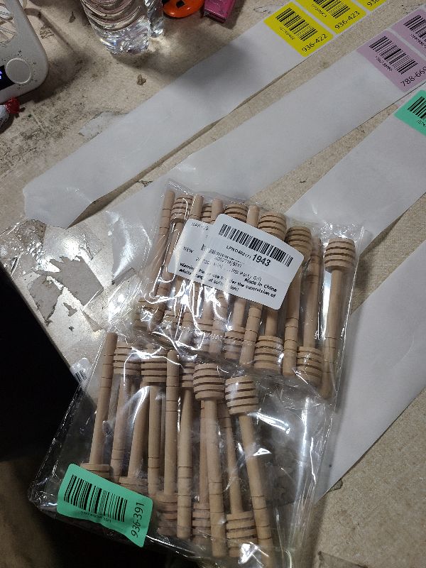 Photo 1 of 24 Pack Wooden Honey Dipper Sticks, 4 Inch Mini Honey Stirrer Stick, Small Honeycomb Stick for Honeys Jar Dispense Drizzle and Wedding Party Gift