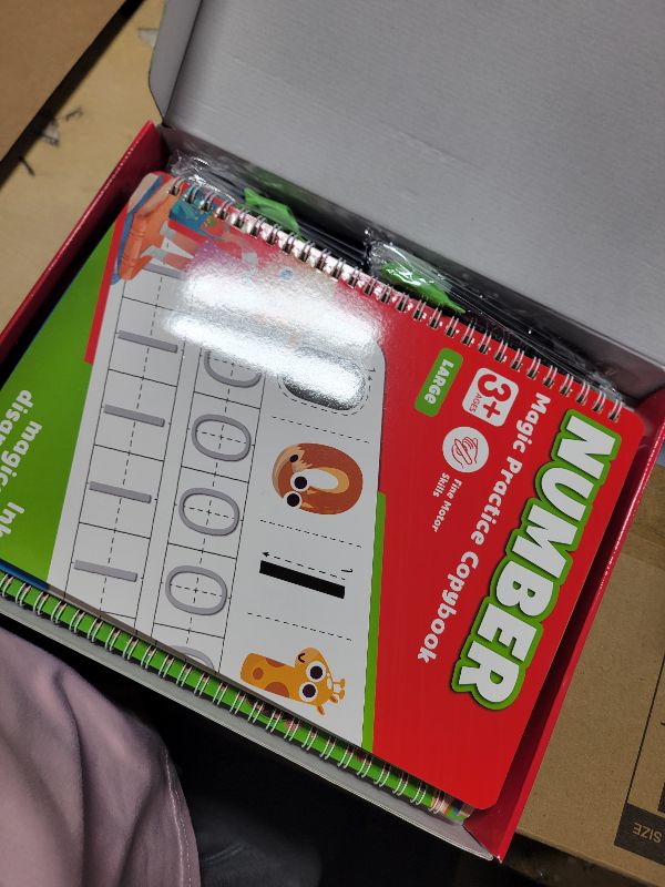 Photo 1 of Coogam 6Pcs Magic Grooved Writing Practice for Kids, Grooved Handwriting Copybook with Pens, Learn to Write Number Letter Tracing Workbook for Kids Age 3-8 Preschool Learning Activities