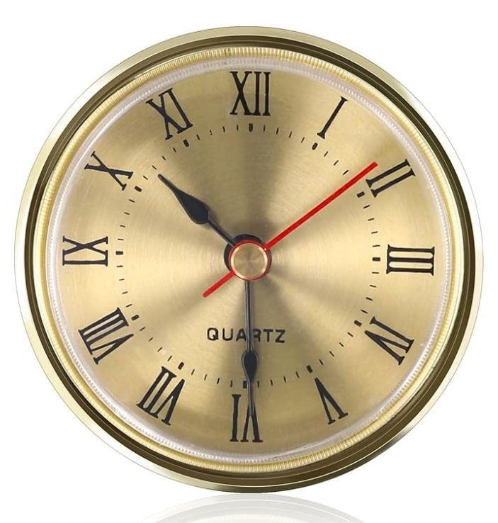 Photo 1 of 2.5in/65Mm Round Quartz Clock Insert Replacement, Mini Quartz Movement, Roman Numeral Clock Faces For Crafts, Gold & Silver Decorative Mechanism Replacement (gold)