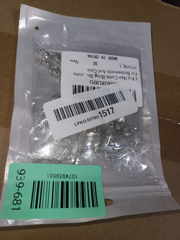 Photo 1 of 2 Pcs Hair Comb Bling Bridal Rhinestone Silver Side Comb Bling Crystal Hair Accessories For Women Elegant Silver Flower Bridal Headpieces Hair Combs For Bridesmaids And Girls