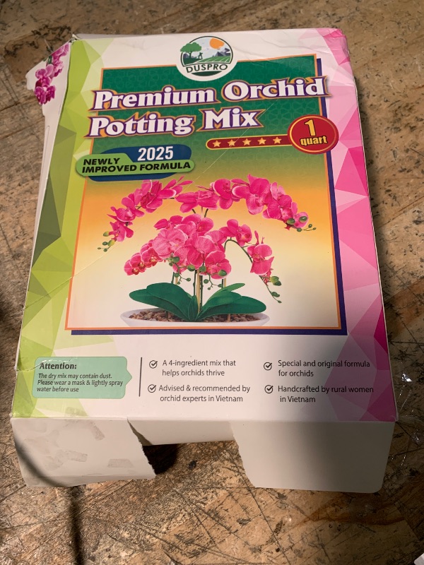 Photo 1 of [Upgraded] DUSPRO Orchid Potting Mix for Repotting with Forest Moss, Pine Bark, Perlite & Pumice, Orchid Bark Potting Mix, Orchid Repotting Soil, Drainage Indoor Potting, Orchid Pot Not Included,1 QRT
