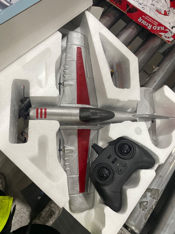 Photo 1 of **MISSING CHARGER**SIMREX RC Plane for Kids & Beginners - P51 Foam Glider, 2.4GHz 3-Channel Remote Control Airplane Toy with 6-Axis Gyro, Easy to Fly RC Airplane for Outdoor Park Play - Gift for Boys & Girls