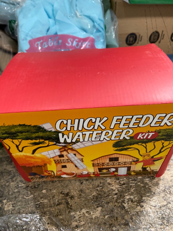 Photo 1 of (used, untested**) Kculehtlla Chick Feeder and Waterer Kit - Baby Chicken Supplies with Chicks Perch, Plastic Feeder Trough and 1.2L Waterer, Chicken Starter Kit for Coop and Brooder for Small Poultry Ducks Quail
