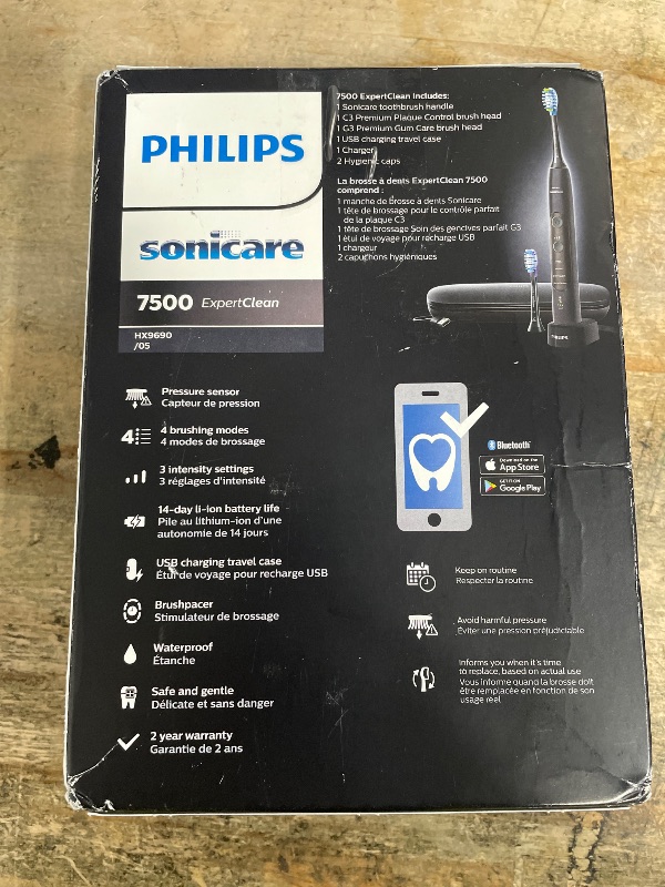 Photo 1 of **PARTS ONLY** Philips Sonicare ExpertClean 7500 Black, Rechargeable Electric Power Toothbrush, HX9690/05