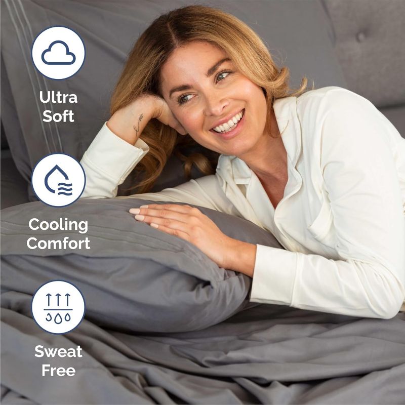 Photo 1 of ***SEE NOTES*** Comfy Breathable & Cooling Sheets - Hotel Luxury Bed Sheets for Women and Men - Deep Pockets, Easy-Fit, Soft and Wrinkle Free Sheets - Dark Grey Oeko-Tex Bed Sheet Set