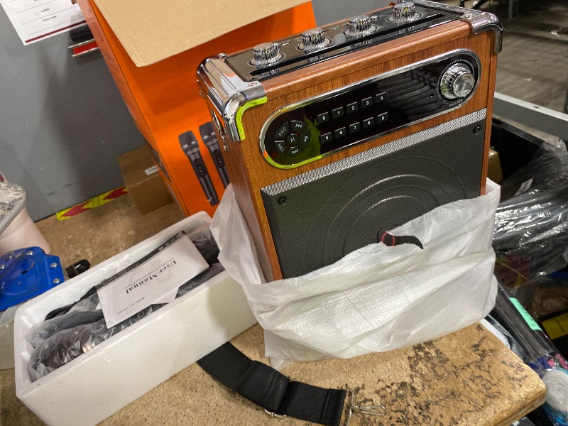 Photo 1 of **FOR PARTS ONLY**JYX Karaoke Machine with Two Wireless Microphones, Portable Bluetooth Speaker with Bass/Treble Adjustment, PA System with Remote Control, LED Lights,Supports TF Card/USB/AUX/TWS