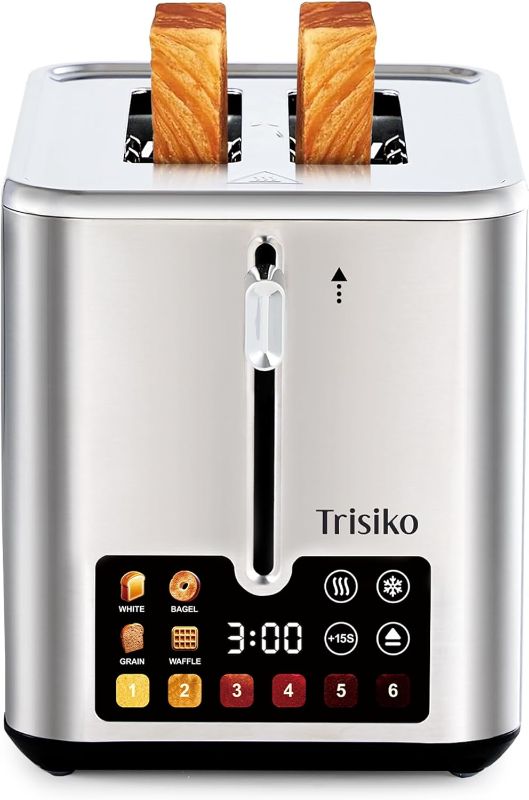 Photo 1 of (used) Touch Screen Electric Toaster 2 Slice, Stainless Steel Smart Toaster with Digital Timer, 1.38" Extra-Wide Slots for Bread& Bagel, Great for Home, Office,Dorm