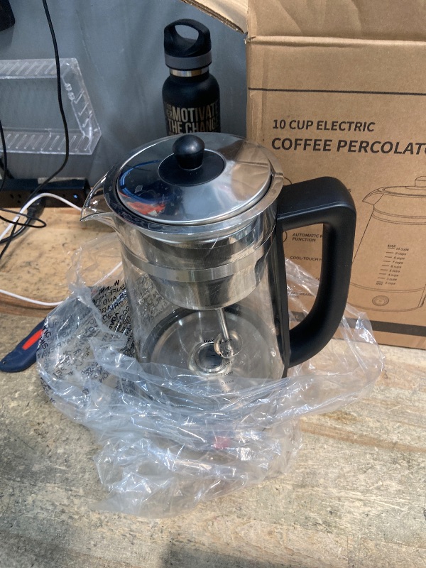 Photo 1 of **MISSING CABLE**KIDISLE Percolator Coffee Pot, 10-Cup Electric Percolator Coffee Maker with Premium Stainless Steel Filter & Food-Grade Borosilicate Glass, Auto Keep Warm, No-Drip Spout, Stay-Cool Handle