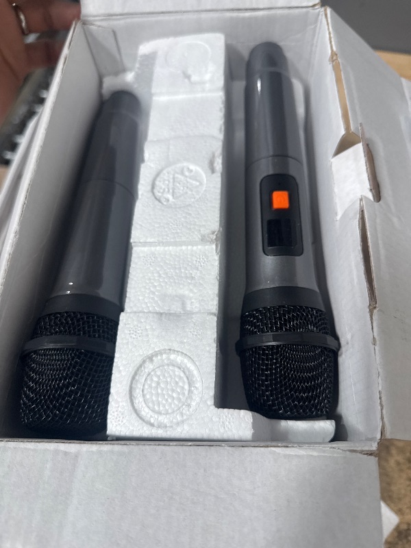 Photo 1 of (used) Karaoke Machine, Portable Bluetooth Speaker with 2 Wireless Microphones for Adults & Kids with Lights, Karaoke Microphone with PA System Supports USB/TF/REC/FM/AUX for Home Party Home System Packages