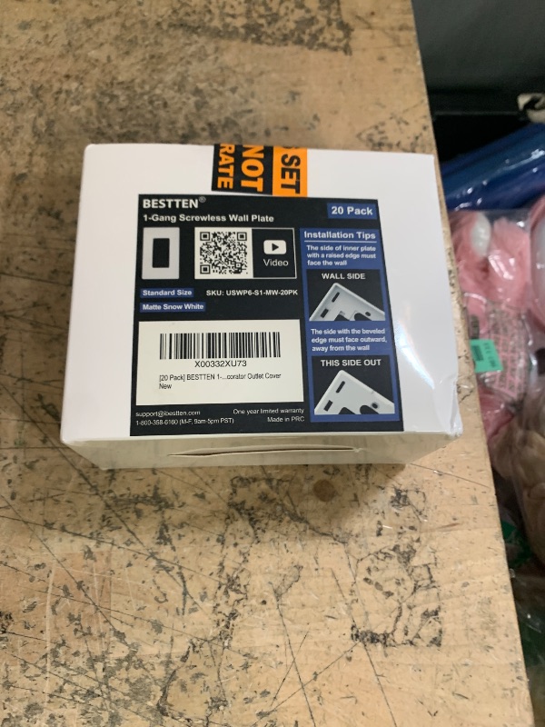 Photo 1 of (20 Pack) BESTTEN USWP6 Matte Snow White Series, 1-Gang Screwless Wall Plate, Decorator Outlet Cover, Decor Switch Plate, H4.69” x W2.91”, for Dimmer, USB, GFCI, Receptacle