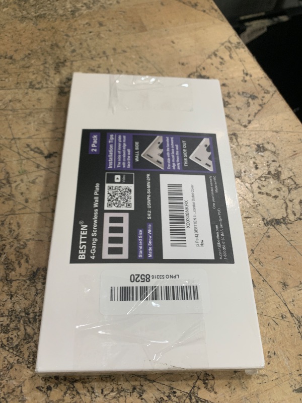 Photo 1 of (2 Pack) BESTTEN USWP6 Matte Snow White 4-Gang Screwless Wall Plate, Decorator Outlet Cover, for Light Switch, Dimmer, USB, GFCI, Receptacle, H4.69” x W8.35”