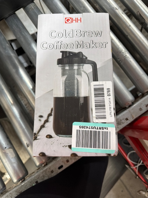 Photo 1 of * missing parts *Cold Brew Coffee Maker,64 oz Mason Jar Pitcher with Stainless Steel Filter, Pour Spout Handle Lid, Heavy Duty Glass Airtight & Leak-Proof for Iced Coffee,Tea & Lemonade