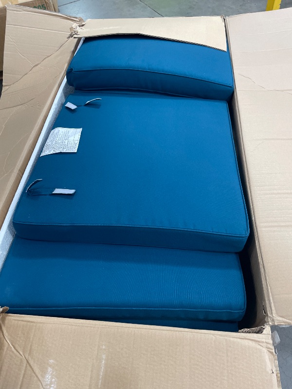 Photo 1 of ** FOR PARTS ONLY **
Christopher Knight Home Alice Outdoor 5 Piece Acacia Wood Sofa Set, Teak Finish, Dark Teal