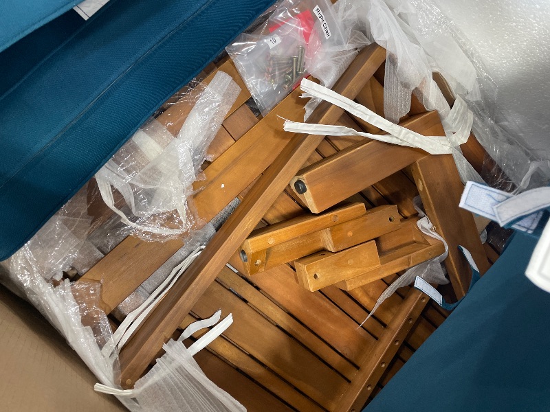 Photo 1 of ** FOR PARTS ONLY **
Christopher Knight Home Alice Outdoor 5 Piece Acacia Wood Sofa Set, Teak Finish, Dark Teal